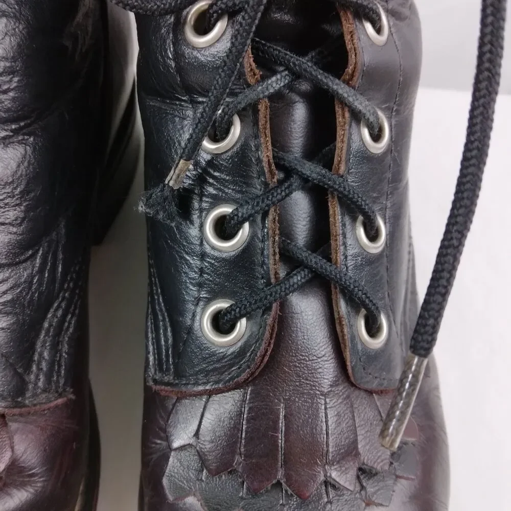Laredo Kiltie Boots 2-Tone Black Brown Leather Lace Up Steampunk Women's 6.5 M - Picture 6 of 16